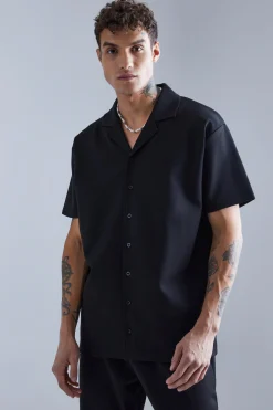 Jersey Revere Shirt And Trouser Set | BoohooMAN UK