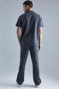 Jersey Revere Shirt And Trouser Set | BoohooMAN UK