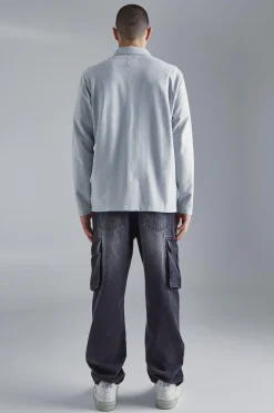 Jersey Utility Button Through Overshirt | BoohooMAN UK