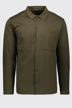 Jersey Utility Button Through Overshirt | BoohooMAN UK