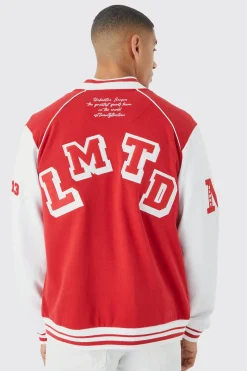 Jersey Varsity Bomber Jacket | BoohooMAN UK