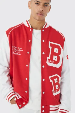 Jersey Varsity Bomber Jacket | BoohooMAN UK