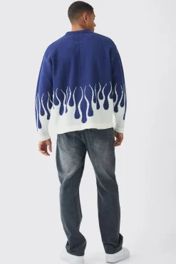 Knitted Moto Bomber Jacket In Blue | BoohooMAN UK