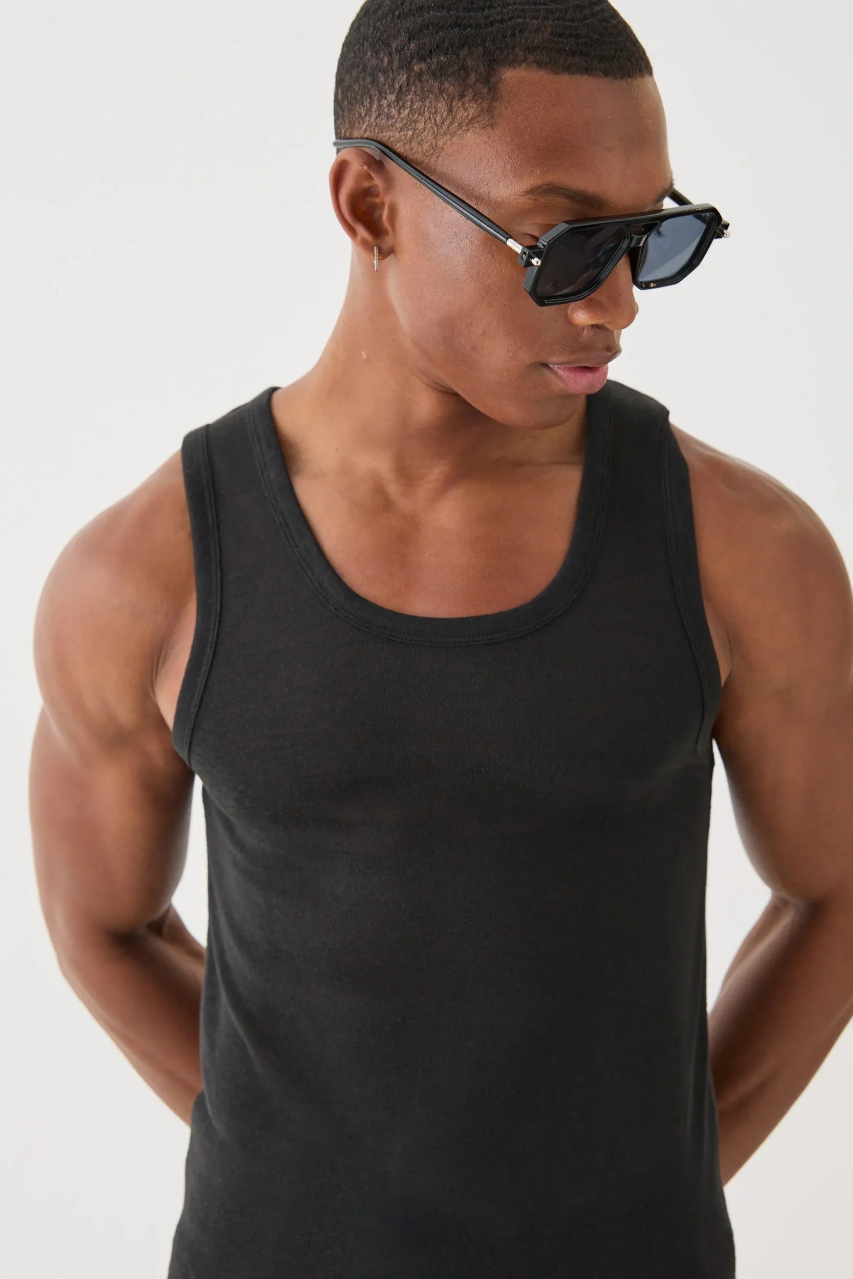 Knitted Slub Muscle Fit Vest | BoohooMAN UK