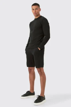 Knitted Sweater Short Tracksuit | BoohooMAN UK