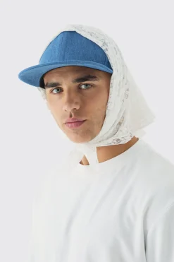 Lace Scarf Denim Snapback Cap | BoohooMAN UK
