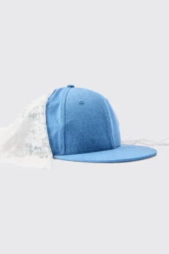 Lace Scarf Denim Snapback Cap | BoohooMAN UK
