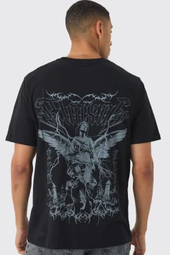Large Scale Washed Renaissance Print T-Shirt | BoohooMAN UK