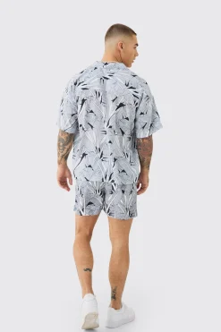 Leaf Shirt & Swim Short Set | BoohooMAN UK