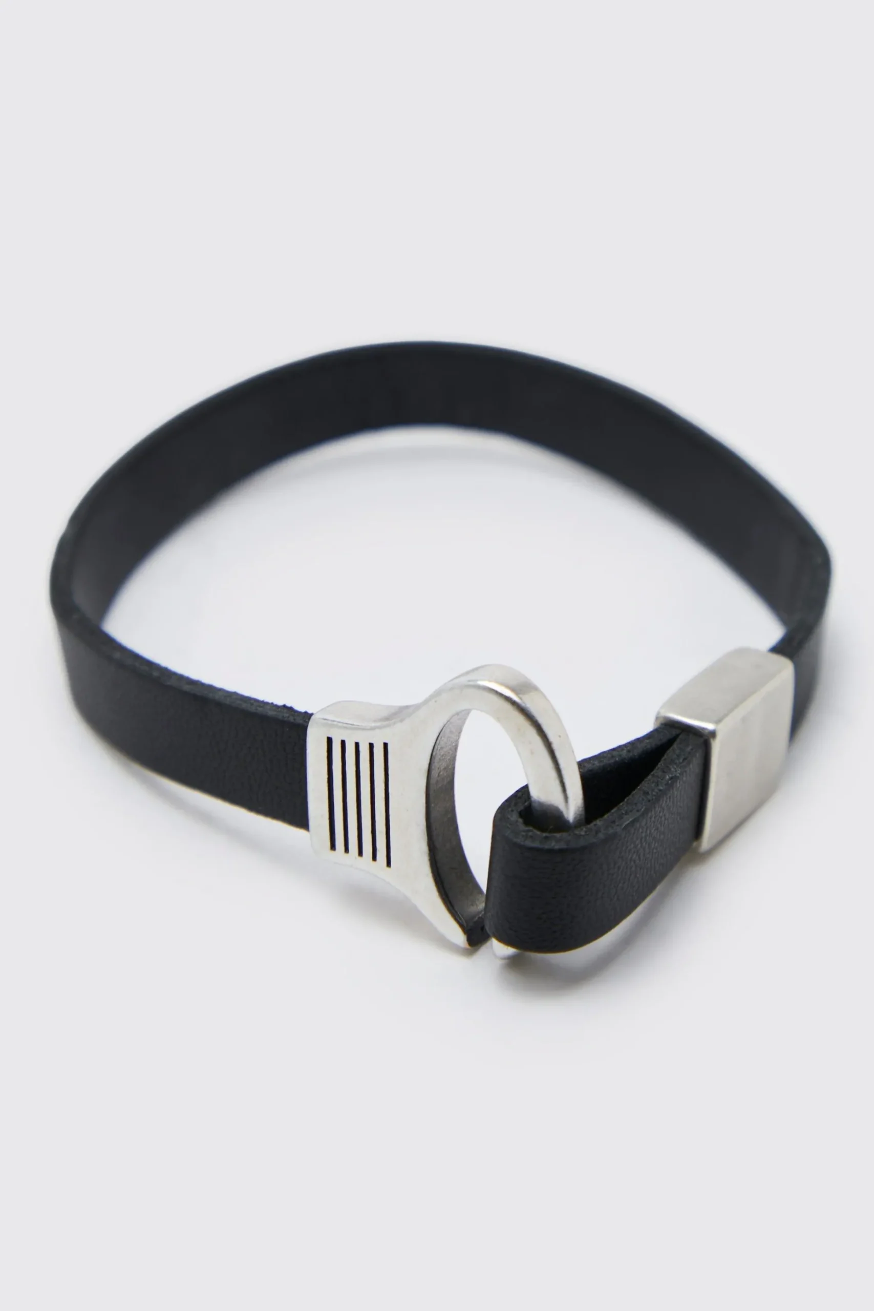 Leather Look Hook Bracelet | BoohooMAN UK
