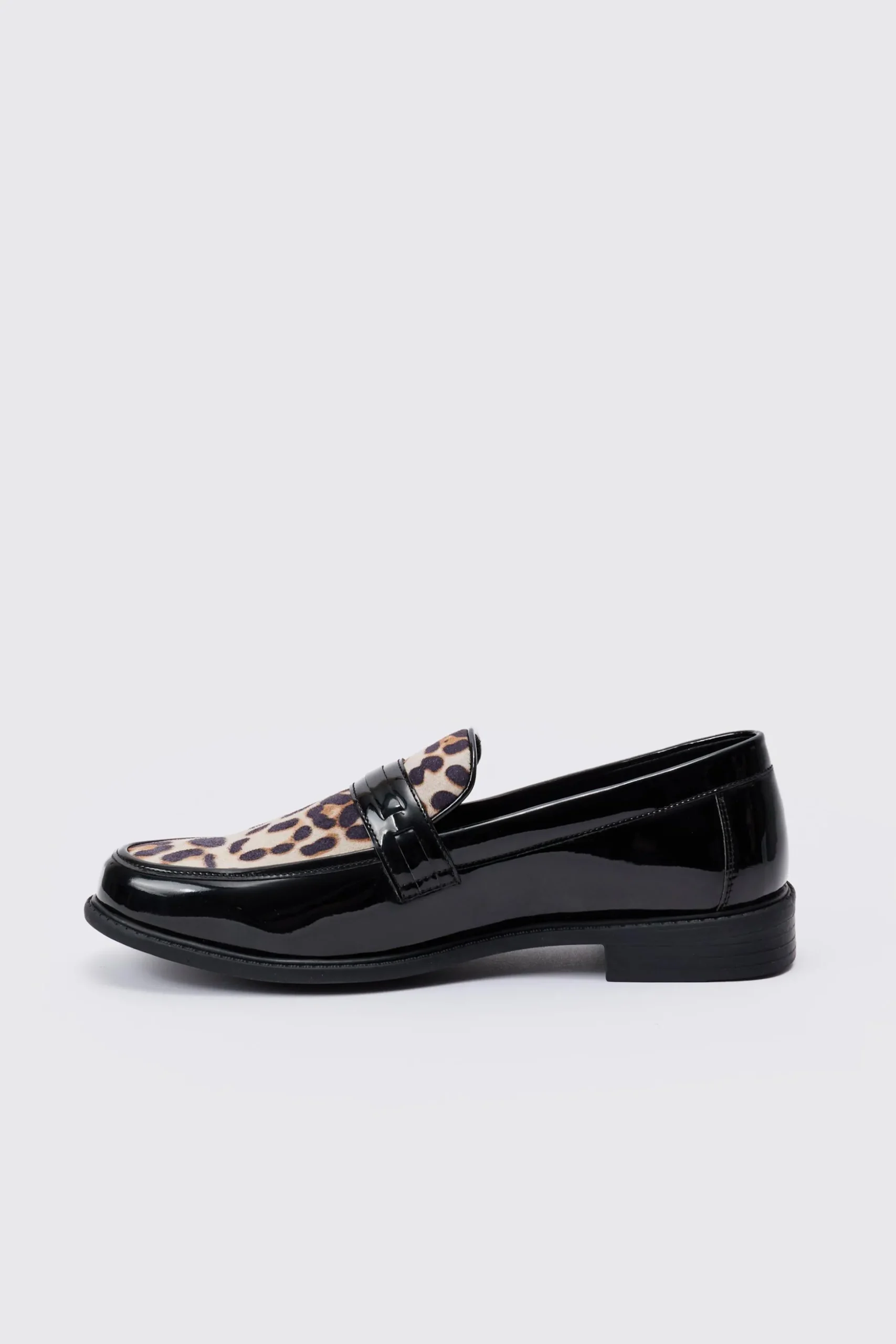 Leopard Patent PU Loafers | BoohooMAN UK