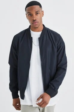 Lightweight Bomber Jacket In Black | BoohooMAN UK