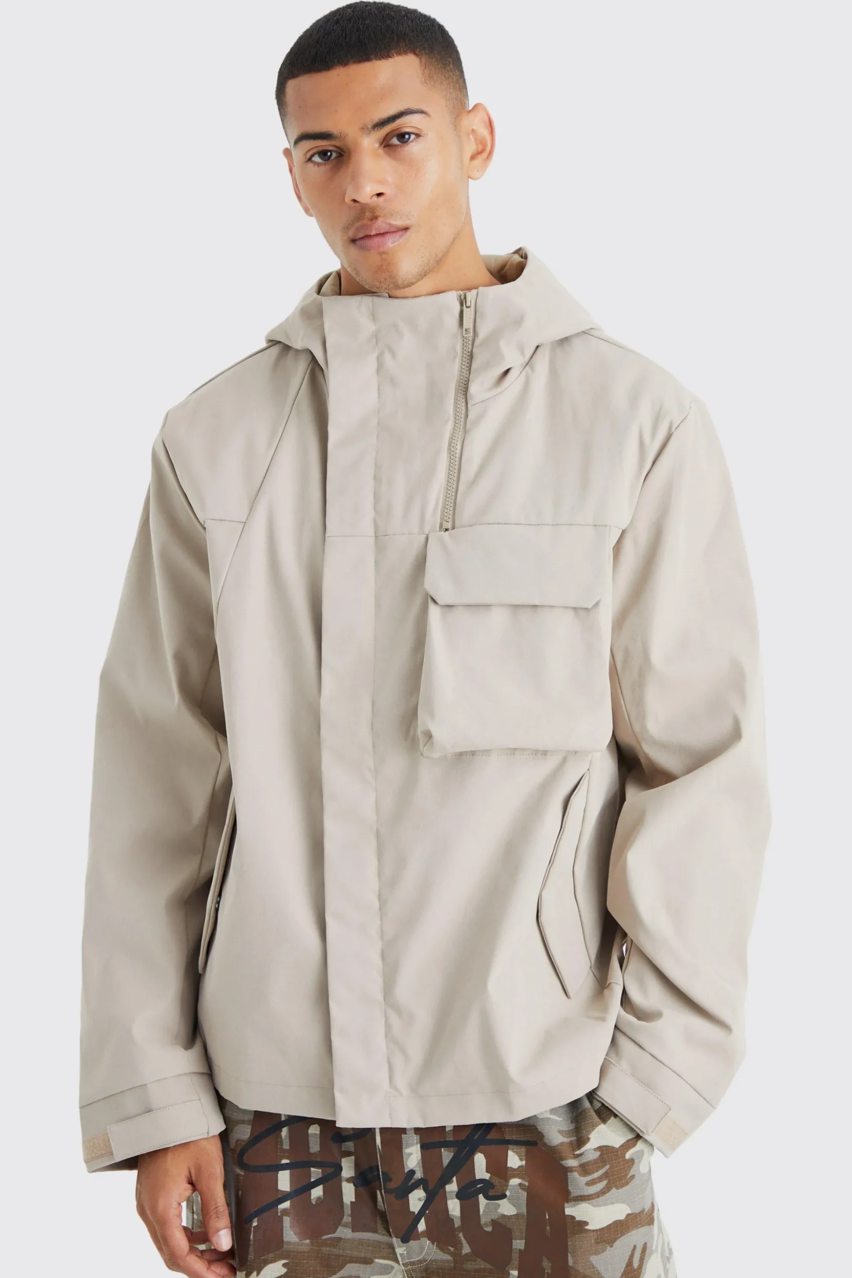 Lightweight Hooded Parka | BoohooMAN UK