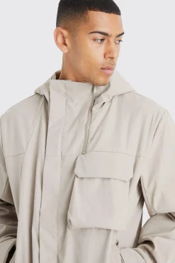 Lightweight Hooded Parka | BoohooMAN UK