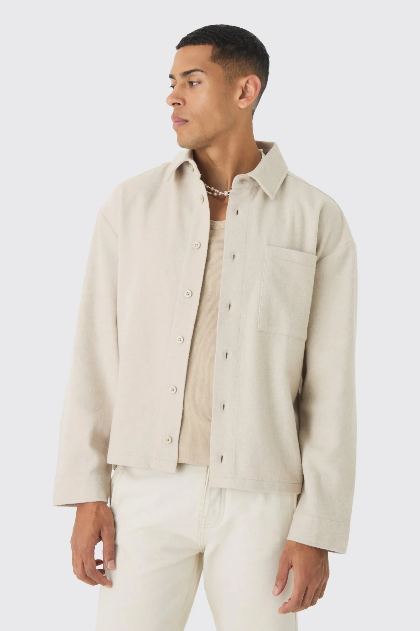 Lightweight Oversized Brushed Overshirt | BoohooMAN UK