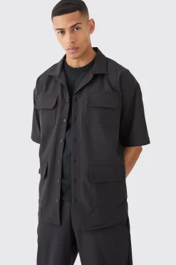 Lightweight Stretch Shirt And Split Hem Trouser Set | BoohooMAN UK
