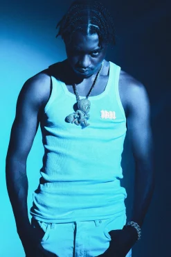 Lil Tjay Muscle Fit Square Neck Ribbed Vest | BoohooMAN UK