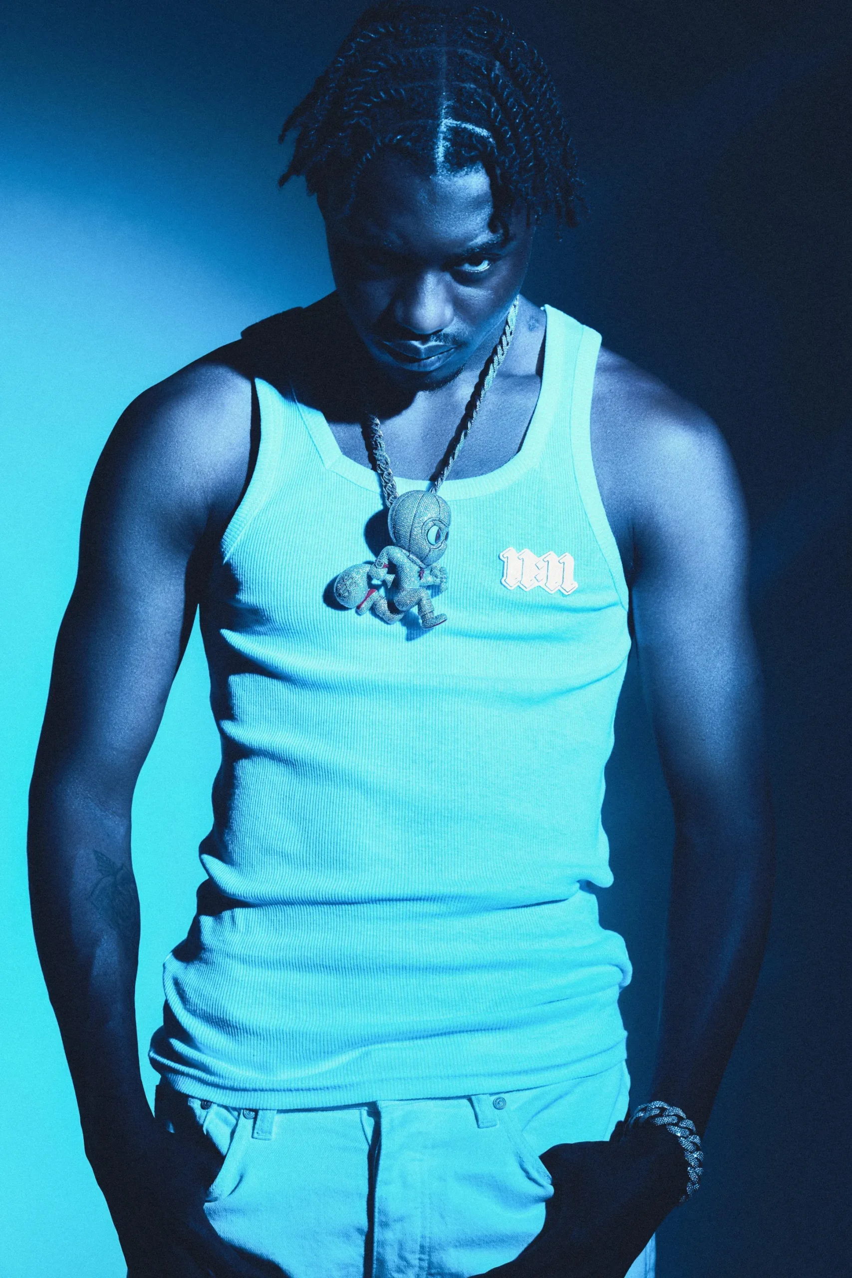 Lil Tjay Muscle Fit Square Neck Ribbed Vest | BoohooMAN UK