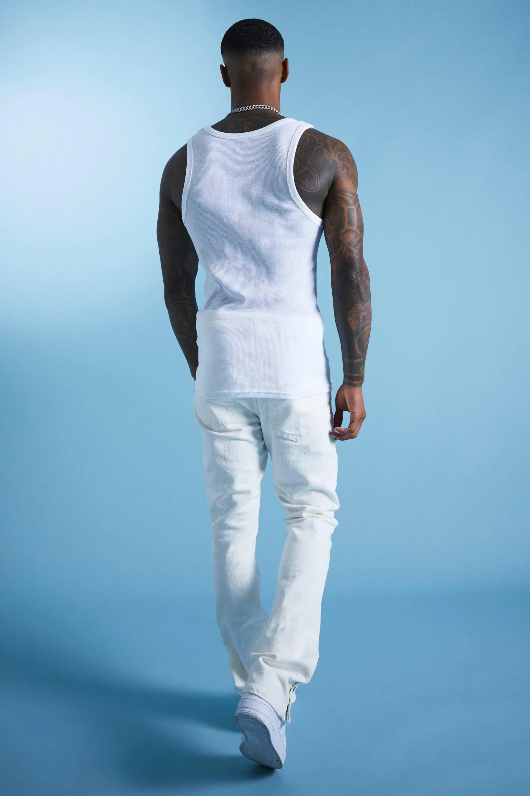 Lil Tjay Muscle Fit Square Neck Ribbed Vest | BoohooMAN UK