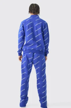 Limited Edition All Over Print Slim Quarter Zip Tracksuit | BoohooMAN UK