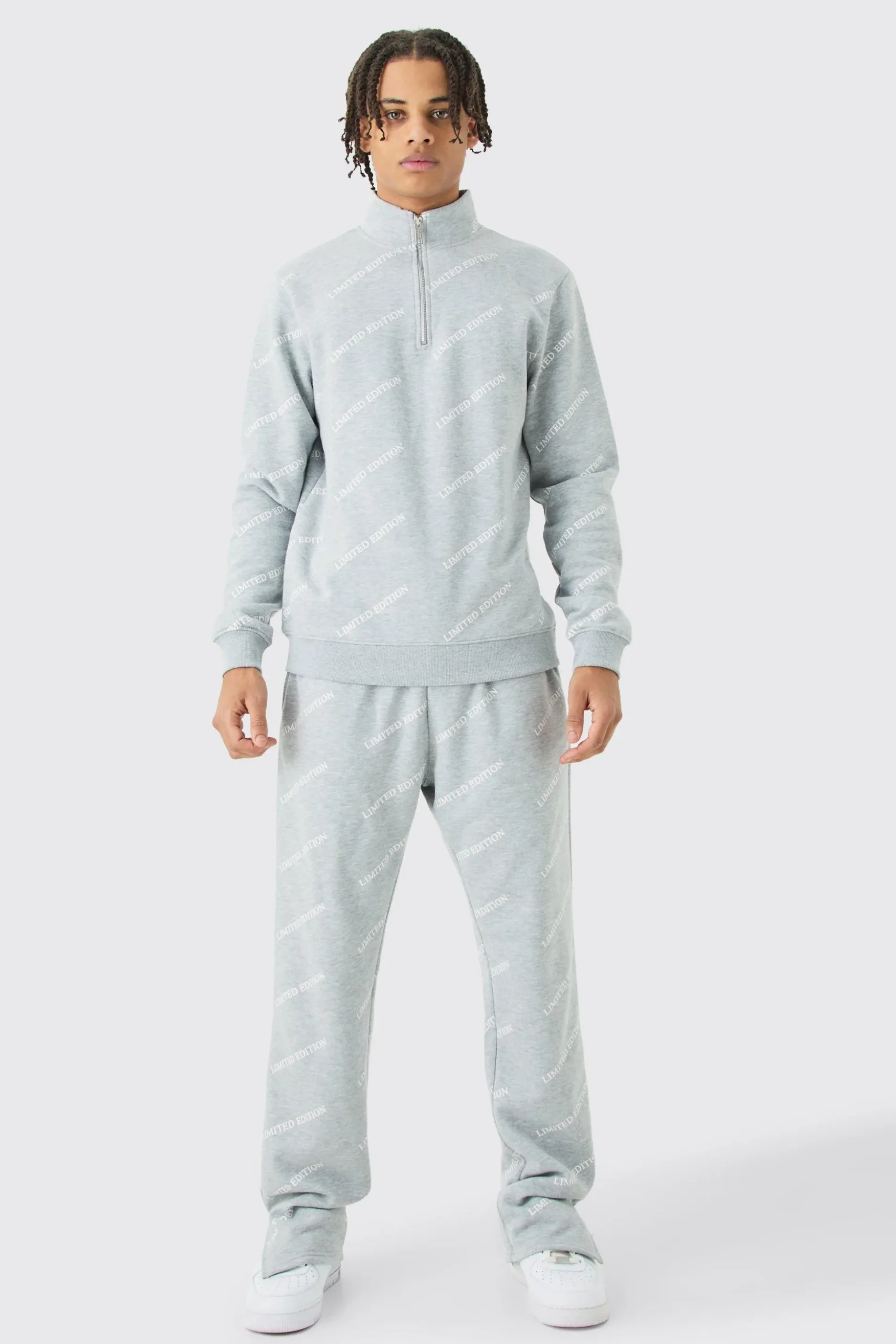 Limited Edition All Over Print Slim Quarter Zip Tracksuit | BoohooMAN UK
