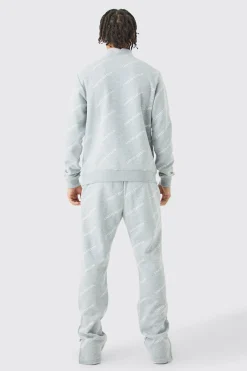 Limited Edition All Over Print Slim Quarter Zip Tracksuit | BoohooMAN UK