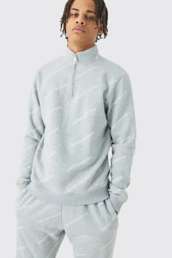 Limited Edition All Over Print Slim Quarter Zip Tracksuit | BoohooMAN UK