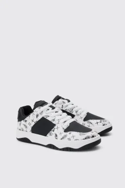 Limited Edition Bandana Print Chunky Trainer In Black | BoohooMAN UK