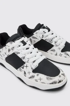 Limited Edition Bandana Print Chunky Trainer In Black | BoohooMAN UK