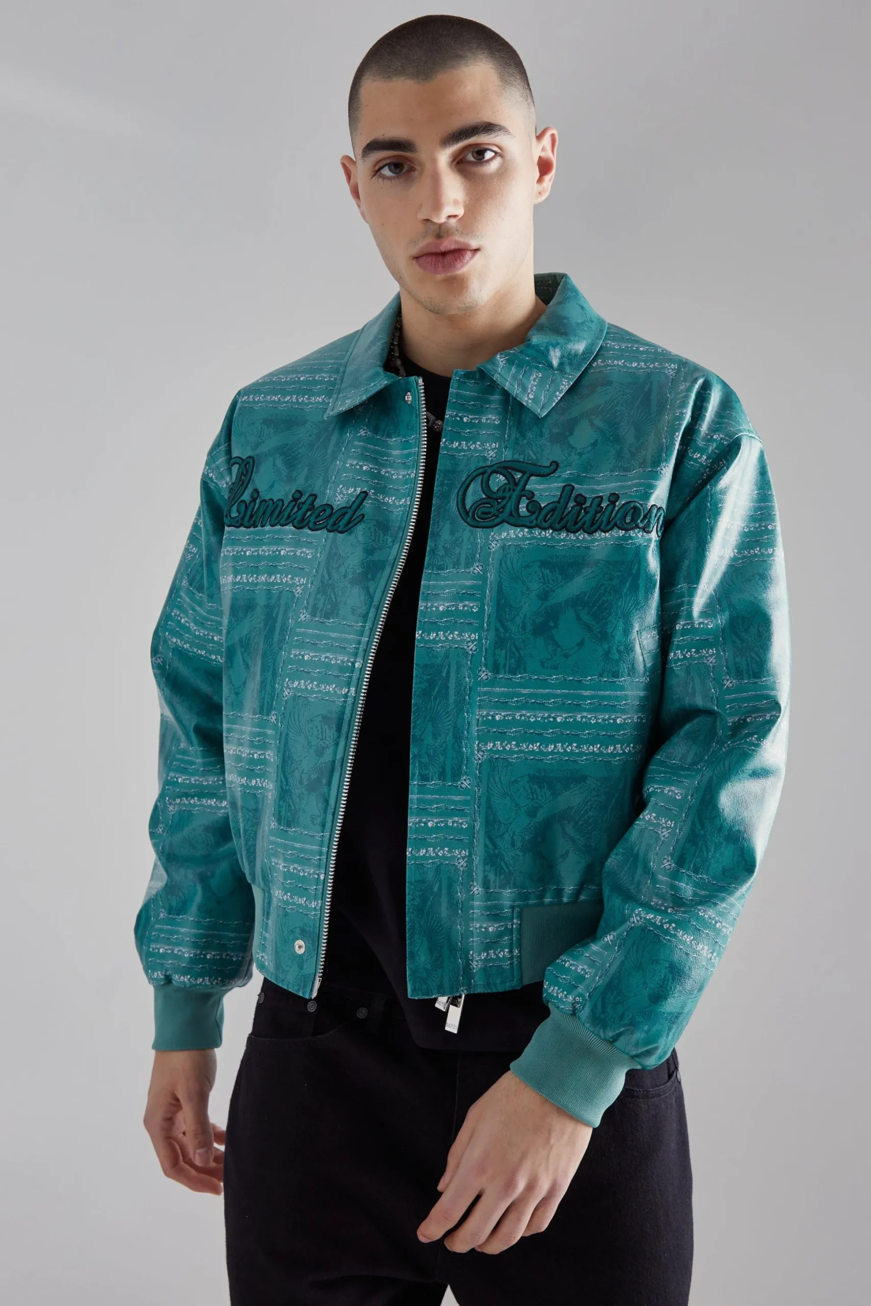 Limited Edition Boxy Printed Bomber | BoohooMAN UK
