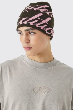 Limited Edition Graphic Beanie | BoohooMAN UK