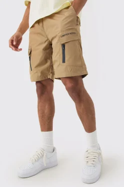 Limited Edition Nylon Elastic Waist Cargo Shorts | BoohooMAN UK