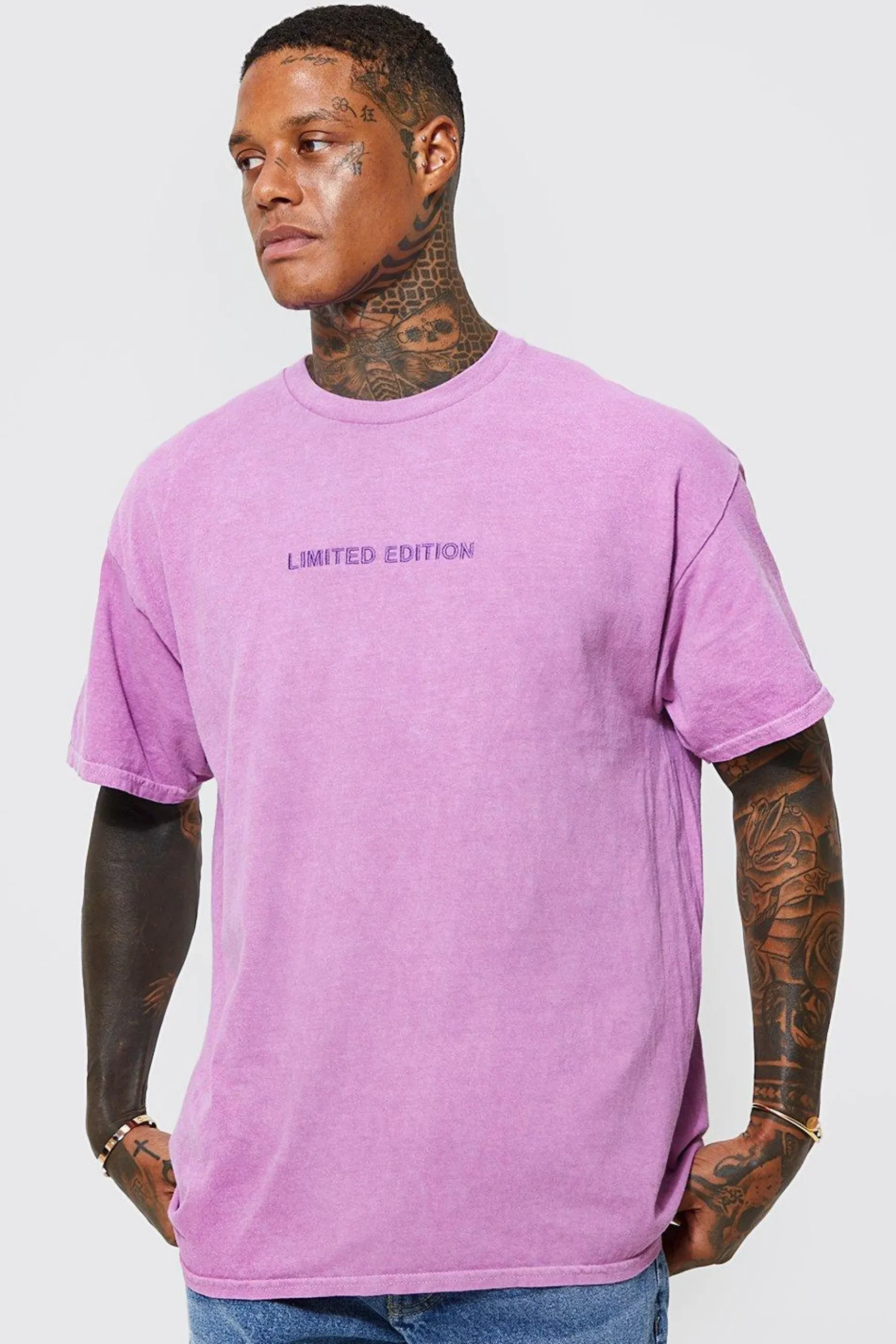 Limited Embroidered Overdye T-shirt | BoohooMAN UK