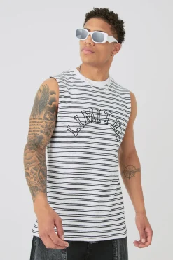 Limited Ribbed Striped Tank | BoohooMAN UK