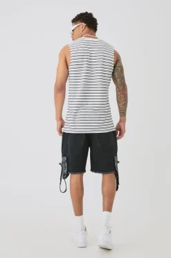 Limited Ribbed Striped Tank | BoohooMAN UK