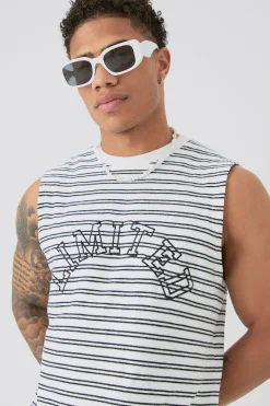 Limited Ribbed Striped Tank | BoohooMAN UK