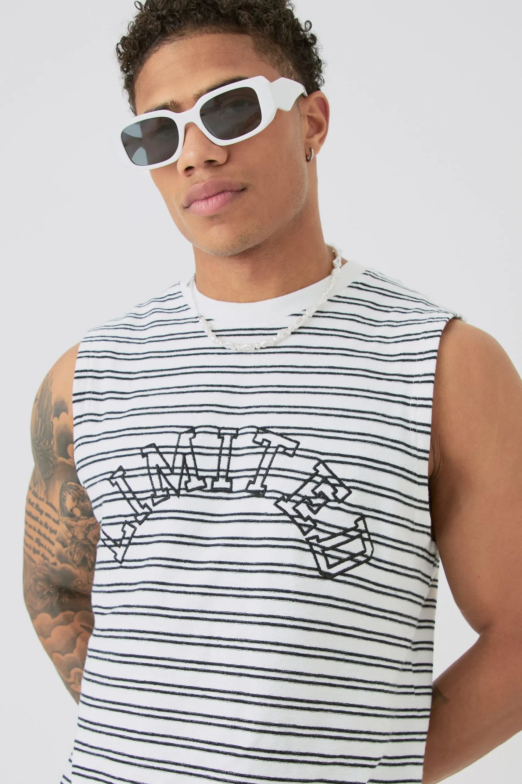 Limited Ribbed Striped Tank | BoohooMAN UK