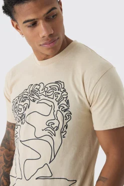 Line Drawing Printed T-Shirt | BoohooMAN UK