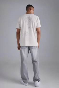 Line Drawing Rose Stem Print T-shirt | BoohooMAN UK