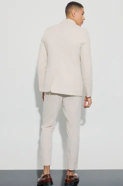 Linen Blend Tailored Tapered Trousers | BoohooMAN UK