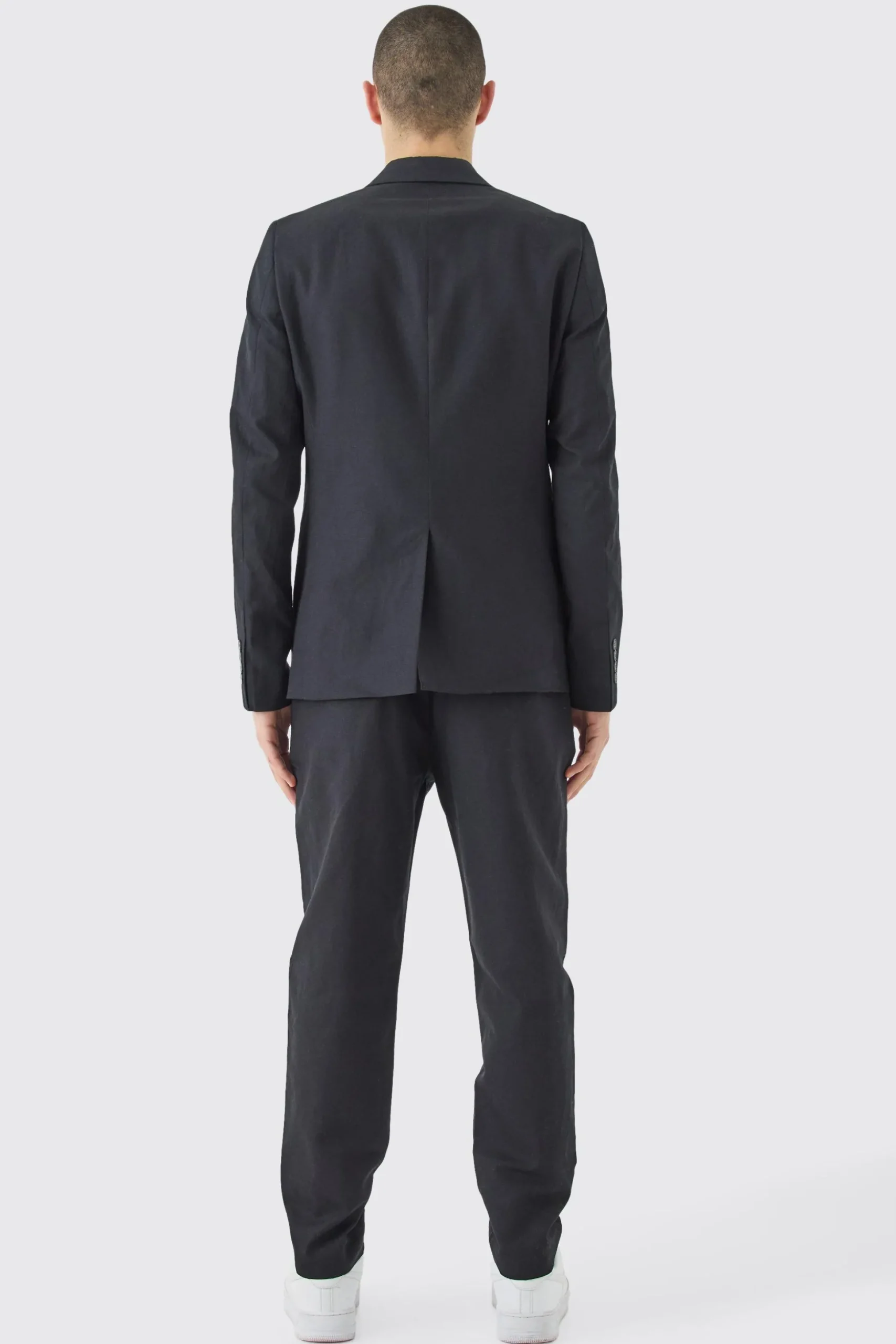 Linen Blend Tailored Trousers | BoohooMAN UK