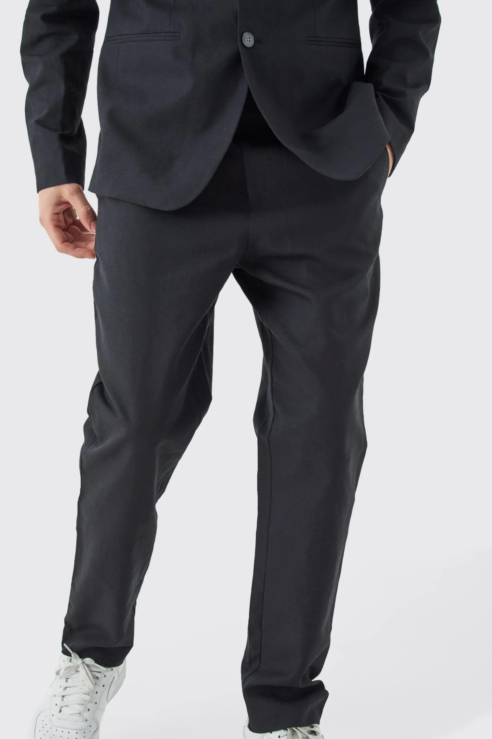 Linen Blend Tailored Trousers | BoohooMAN UK