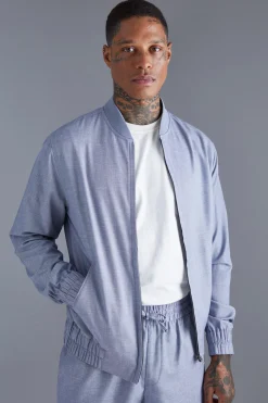 Linen Bomber | BoohooMAN UK
