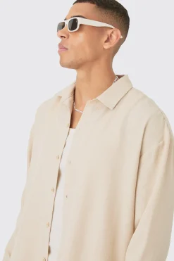 Linen Button Up Overshirt | BoohooMAN UK