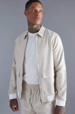 Linen Harrington | BoohooMAN UK