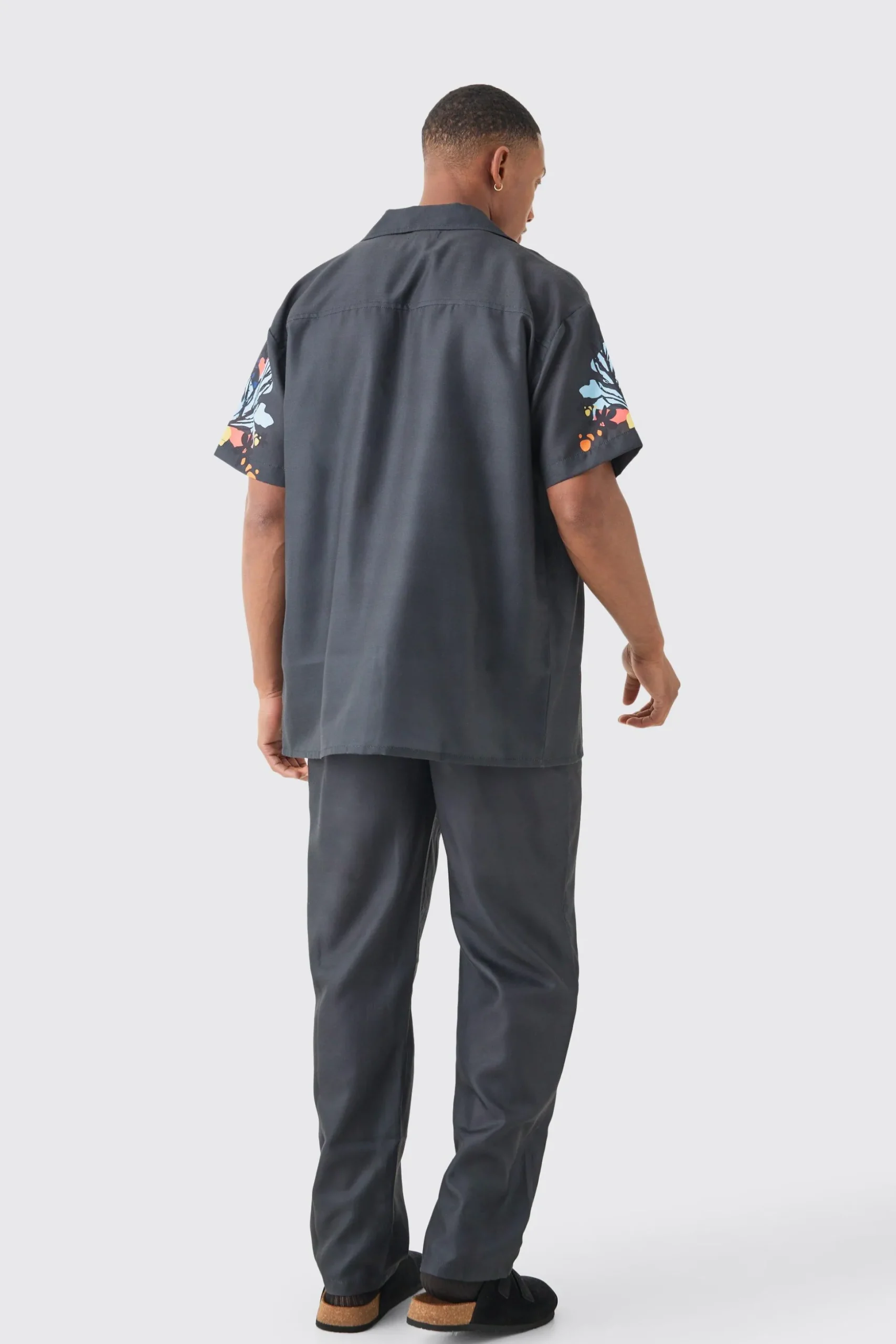 Linen Look Floral Print Shirt & Trouser | BoohooMAN UK