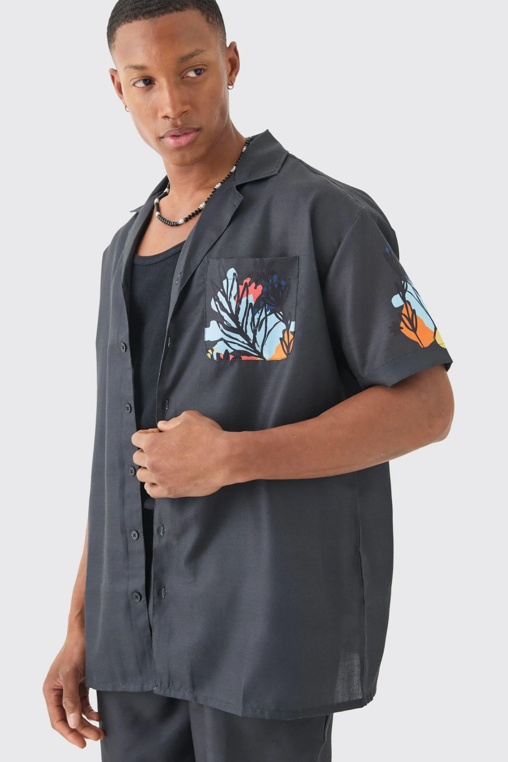 Linen Look Floral Print Shirt & Trouser | BoohooMAN UK