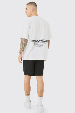 Linen Look Pin Tuck Elasticated Waist Relaxed Shorts | BoohooMAN UK