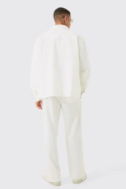Linen Mix Relaxed Harrington Jacket | BoohooMAN UK
