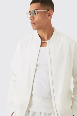 Linen Mix Smart Bomber Jacket | BoohooMAN UK